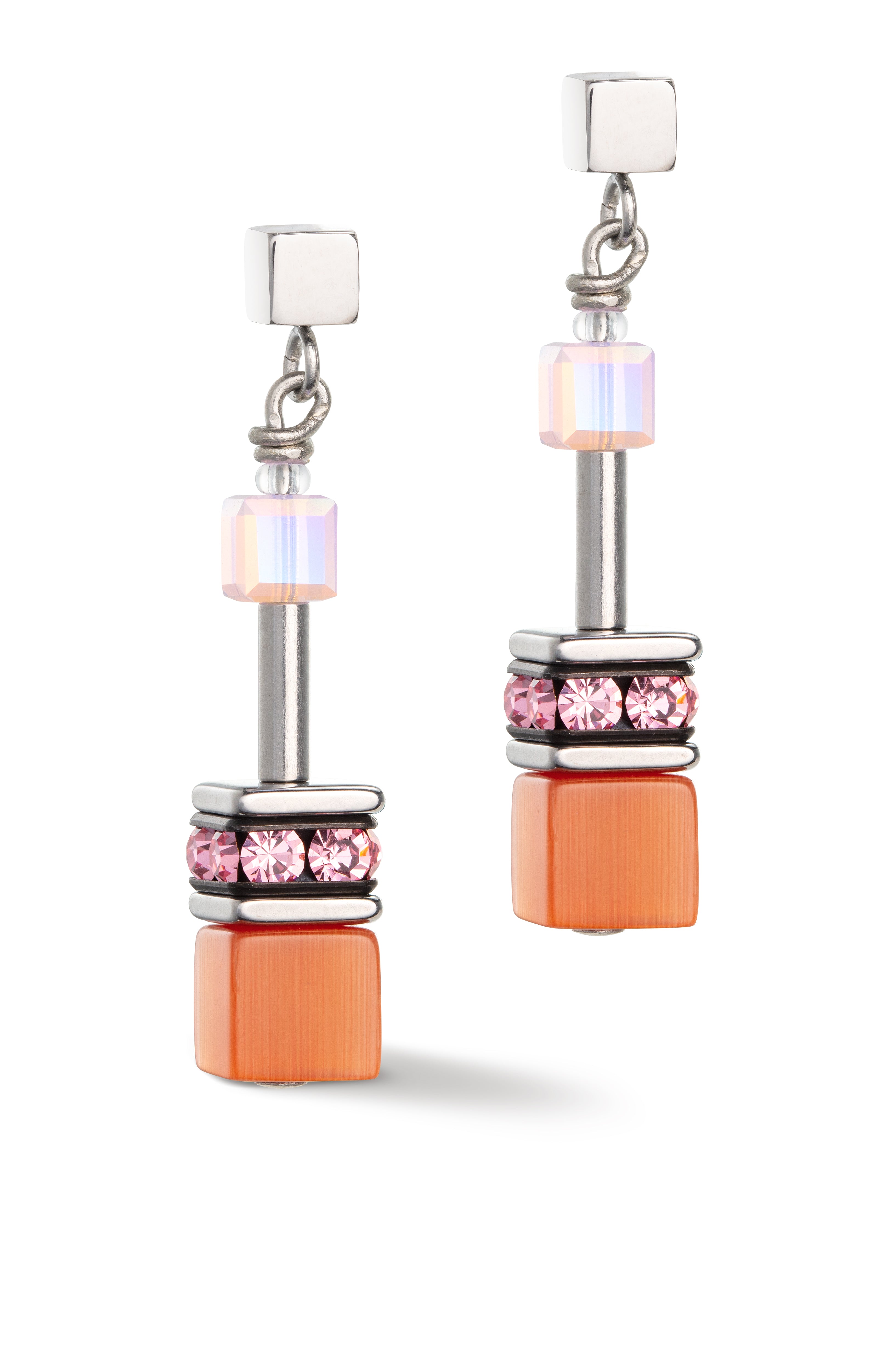 coeur-de-lion-geocube-iconic-joyful-colours-ohrstecker-rot-silber image 1