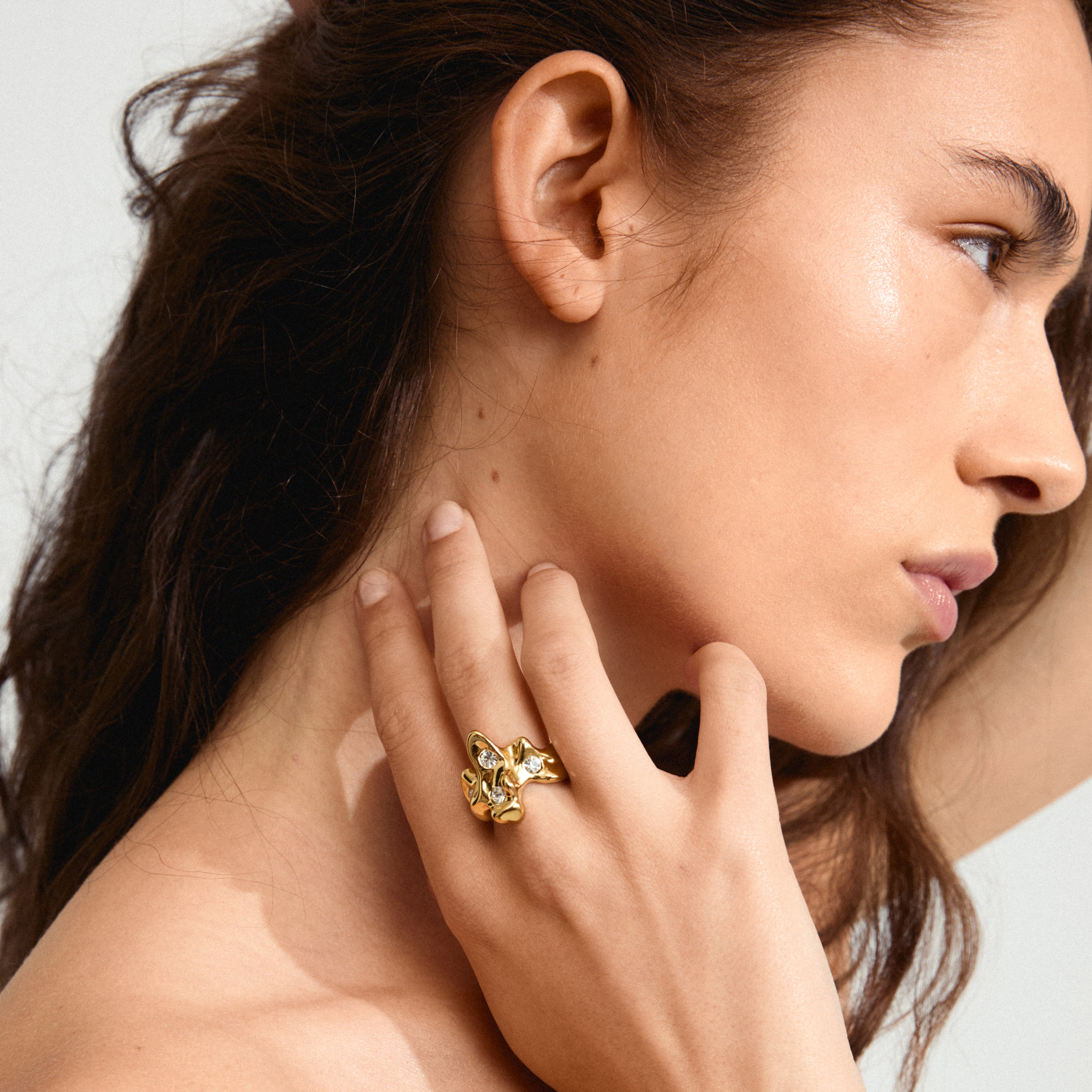 pilgrim-sunset-ring-goldplattiert-mit-preciosa-kristallen-verstellbar image 3