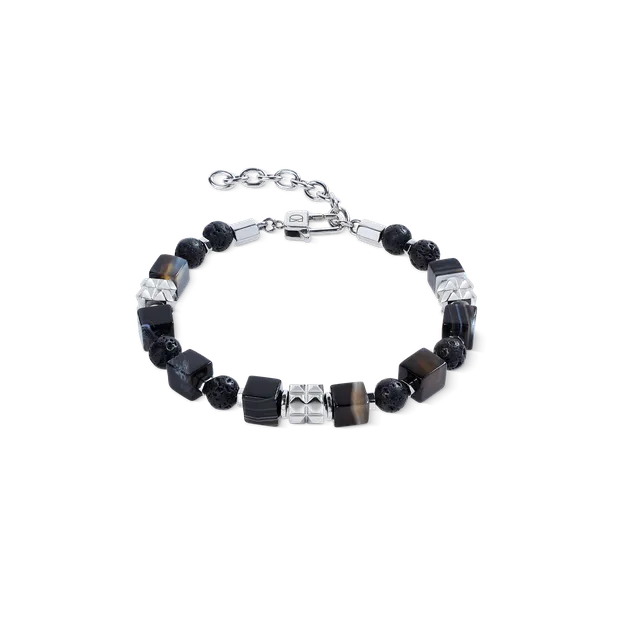 coeur-de-lion-spikes-herrenarmband-streifen-onyx-lava-edelstahl image 1