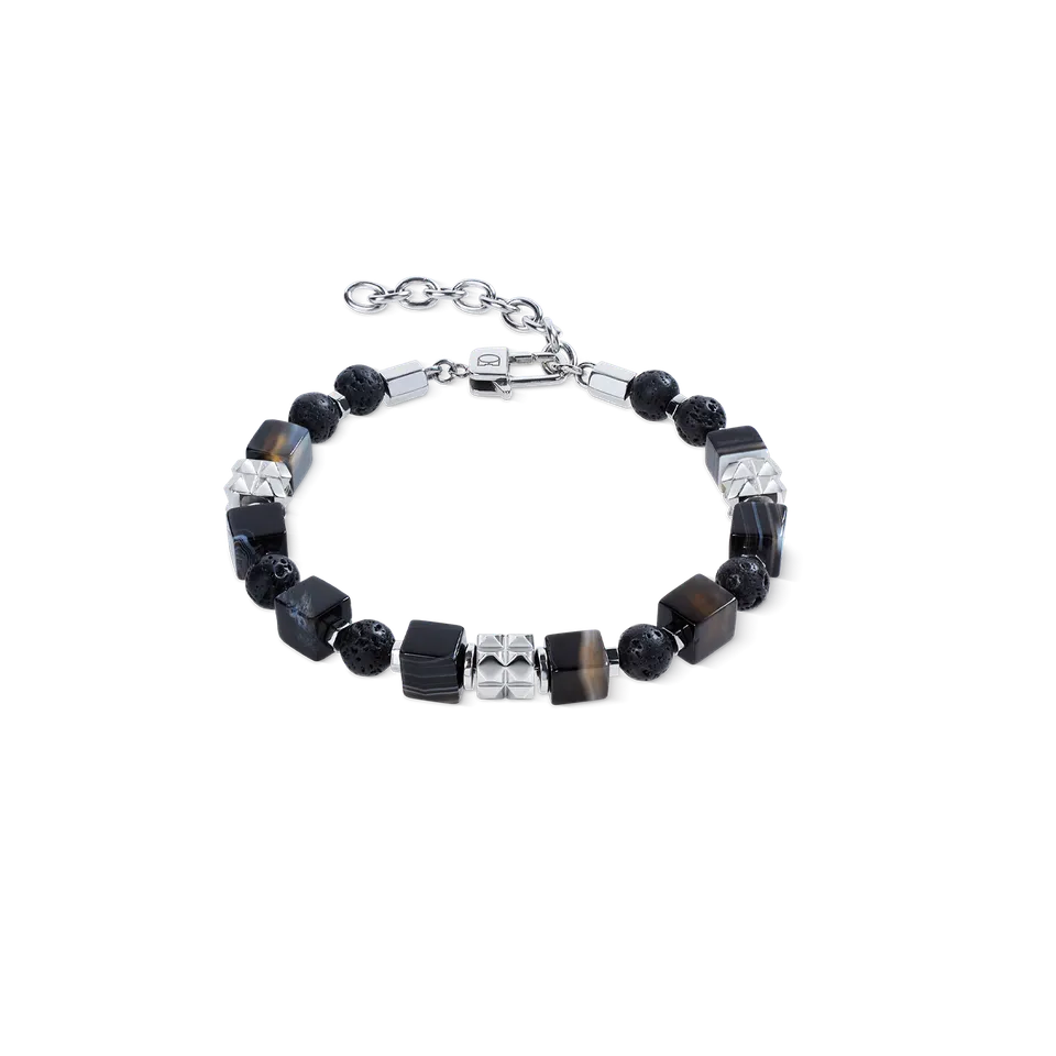 coeur-de-lion-spikes-herrenarmband-streifen-onyx-lava-edelstahl image 1