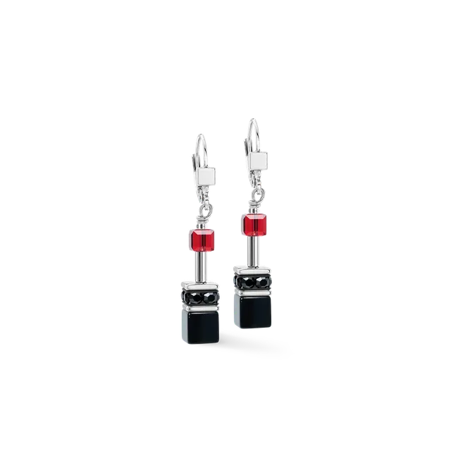 coeur-de-lion-geocube-iconic-ohrringe-ruby-noir-silber image 1