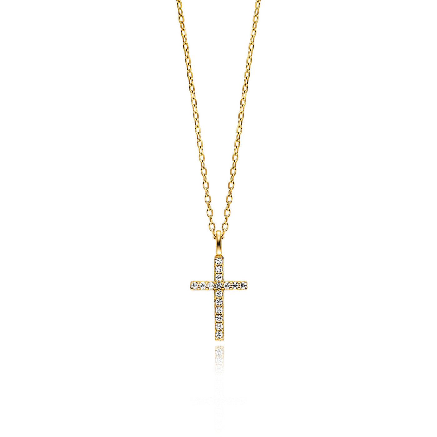 julie-julsen-kids-kette-sparkling-cross-silber-925-vergoldet-mit-zirkonia-kreuza image 1