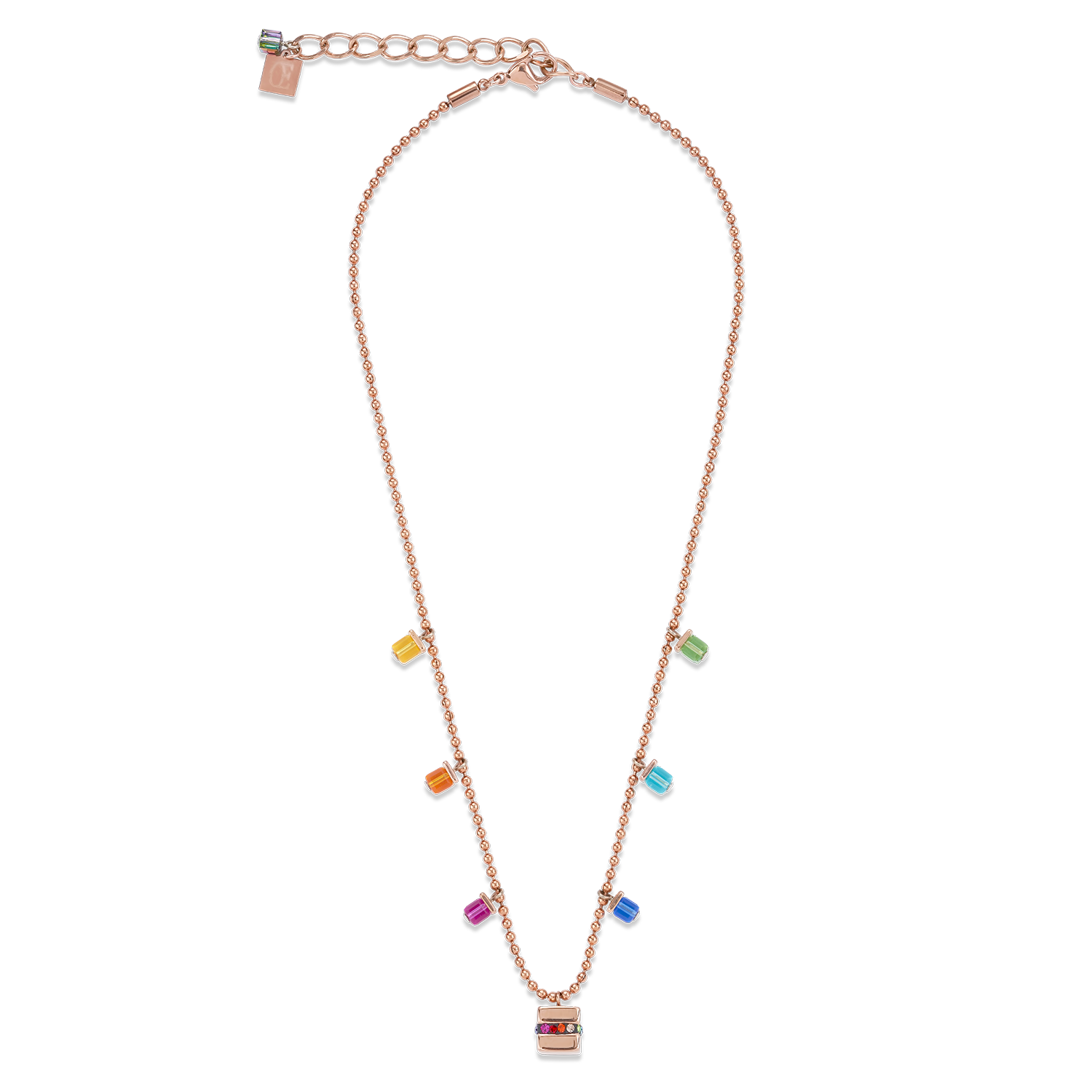 coeur-de-lion-halskette-cube-edelstahl-ros-gold-multicolor-kristall-pav image 3