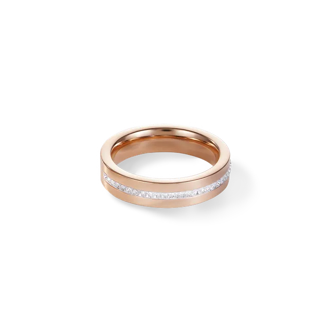 coeur-de-lion-iconic-ring-edelstahl-ros-gold-pav-streifen-kristall image 1