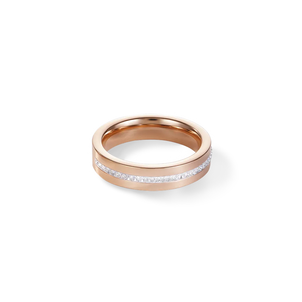 coeur-de-lion-iconic-ring-edelstahl-ros-gold-pav-streifen-kristall image 1