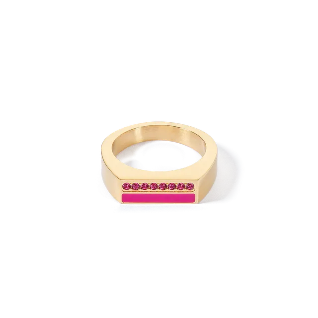 coeur-de-lion-ring-square-stripes-gold-pink image 1