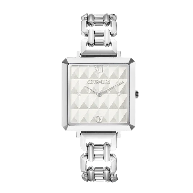 coeur-de-lion-uhr-iconic-cube-spikes-statement-silber-edelstahl image 1
