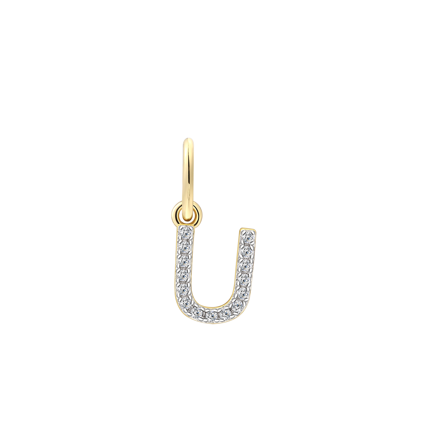 xenox-u-letter-charm-925-sterlingsilber-18k-vergoldet-mit-zirkonia image 1