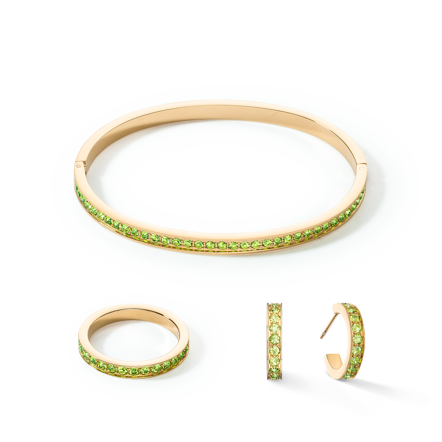 coeur-de-lion-armreif-edelstahl-kristalle-slim-gold-gr-n-17-cm image 3