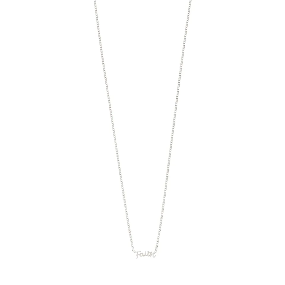 pilgrim-faith-halskette-versilbert-schriftzug-anh-nger-38-cm-9-cm image 1