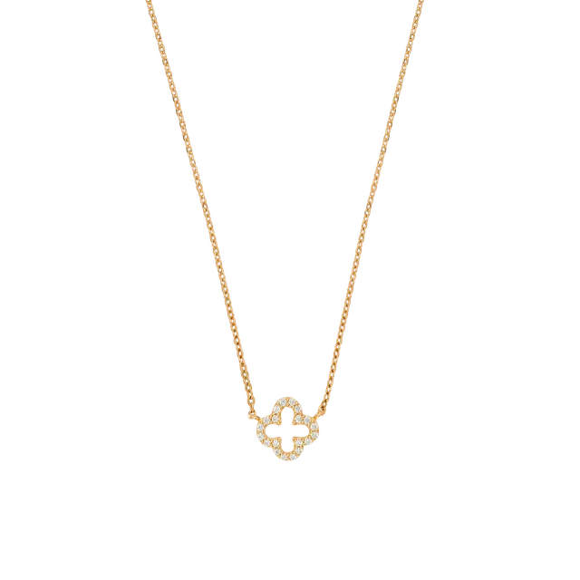 xenox-fine-clover-spark-halskette-585-gelbgold-mit-zirkonia image 1