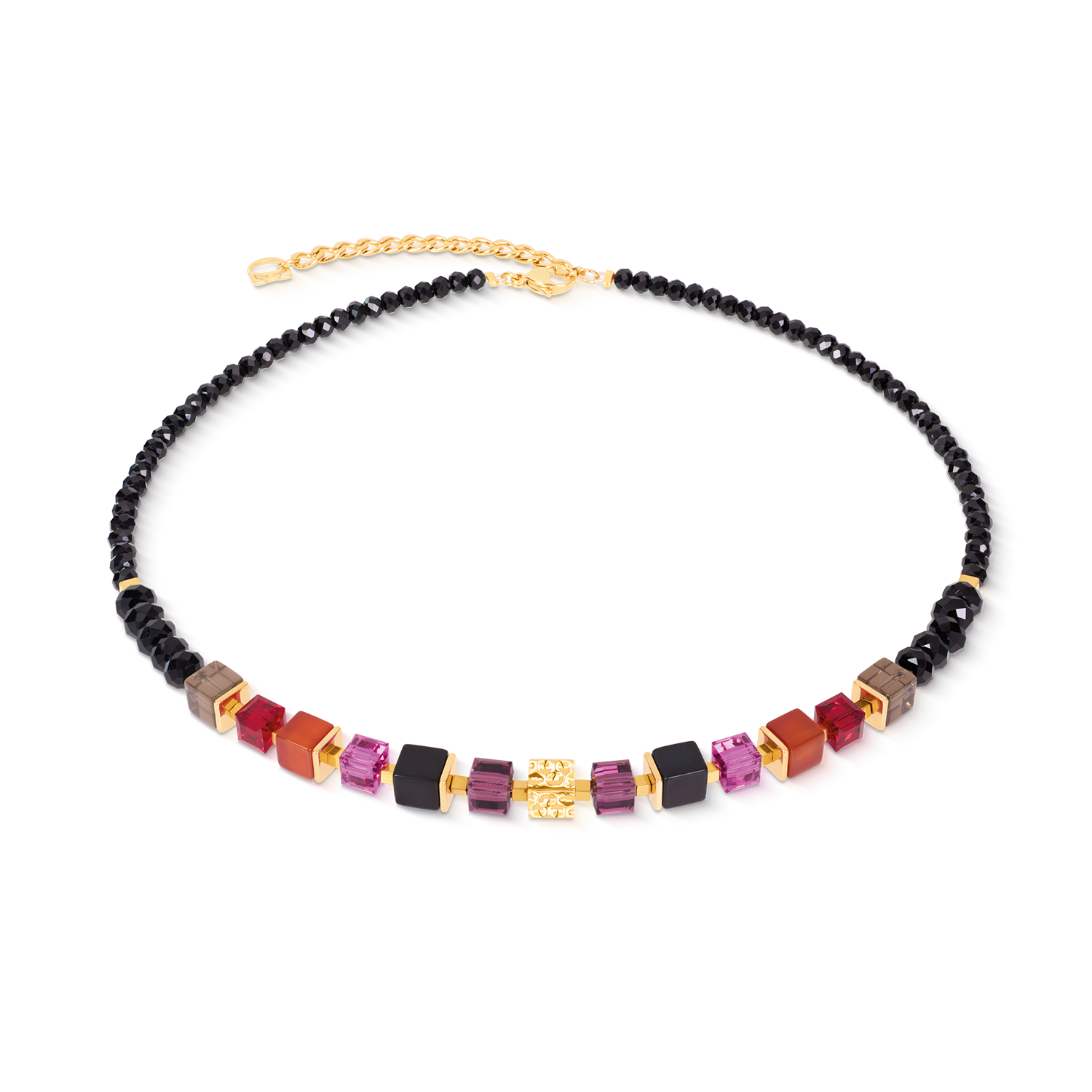 coeur-de-lion-geocube-halskette-cube-mix-precious-berry-gold-42-cm-6-cm image 1