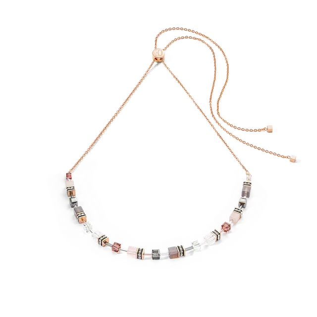 coeur-de-lion-geocube-iconic-nature-chain-halskette-ros-mit-rosenquarz-achat-und image 1