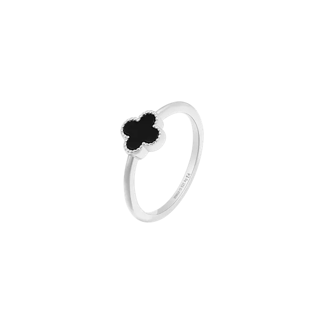 xenox-clover-ring-925-sterlingsilber-rhodiniert-mit-schwarzem-achat image 1
