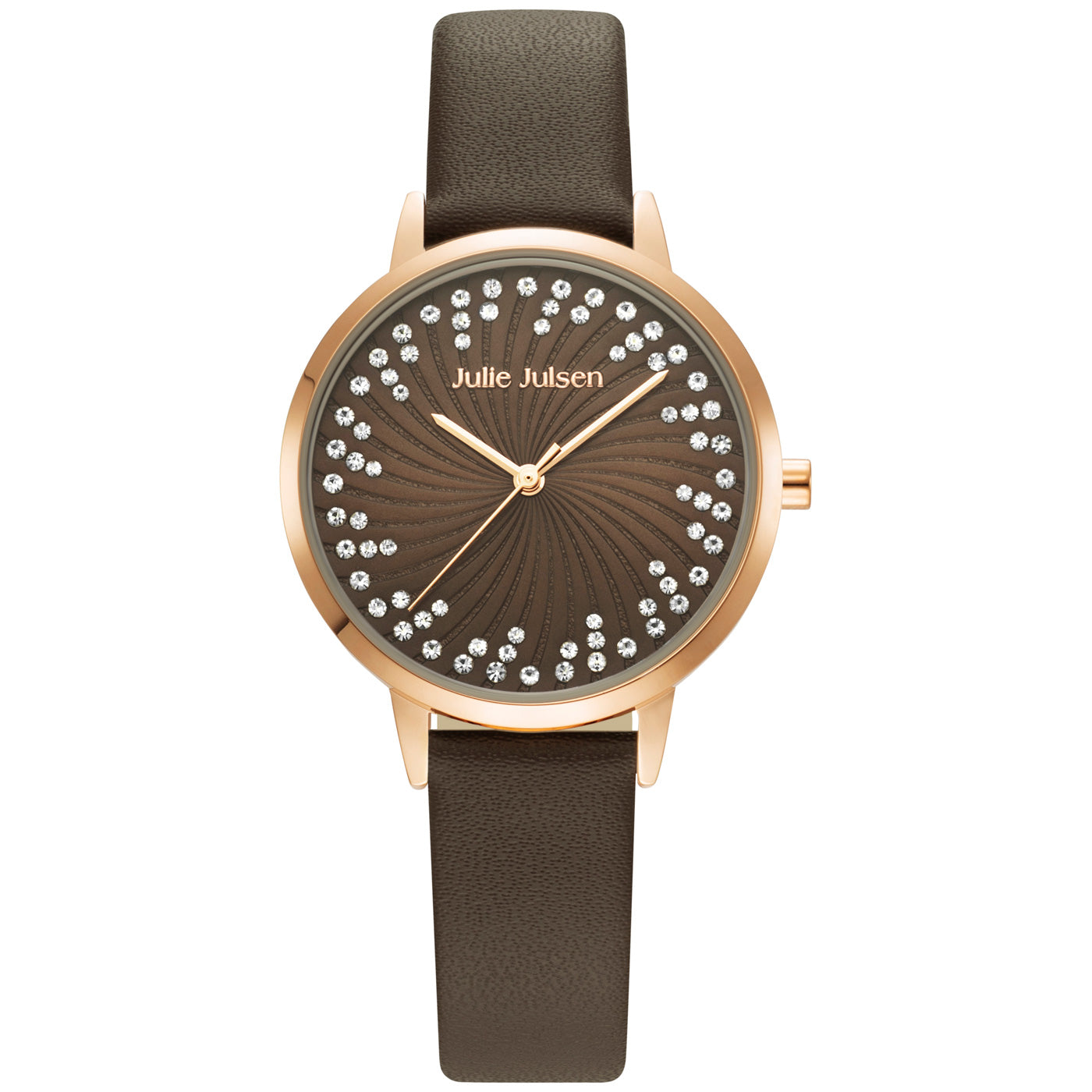 julie-julsen-damenuhr-shiny-ii-ros-vergoldet-leder-braun-72-zirkonia image 1