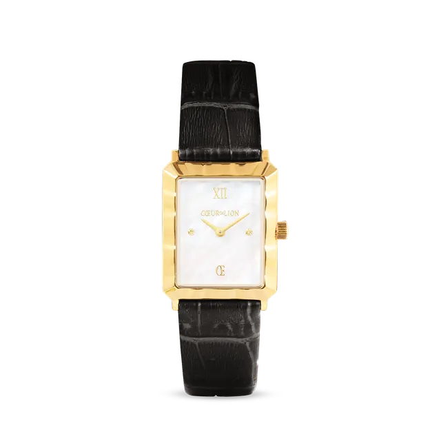 coeur-de-lion-iconic-waves-uhr-gold-leder-schwarz-wei image 1