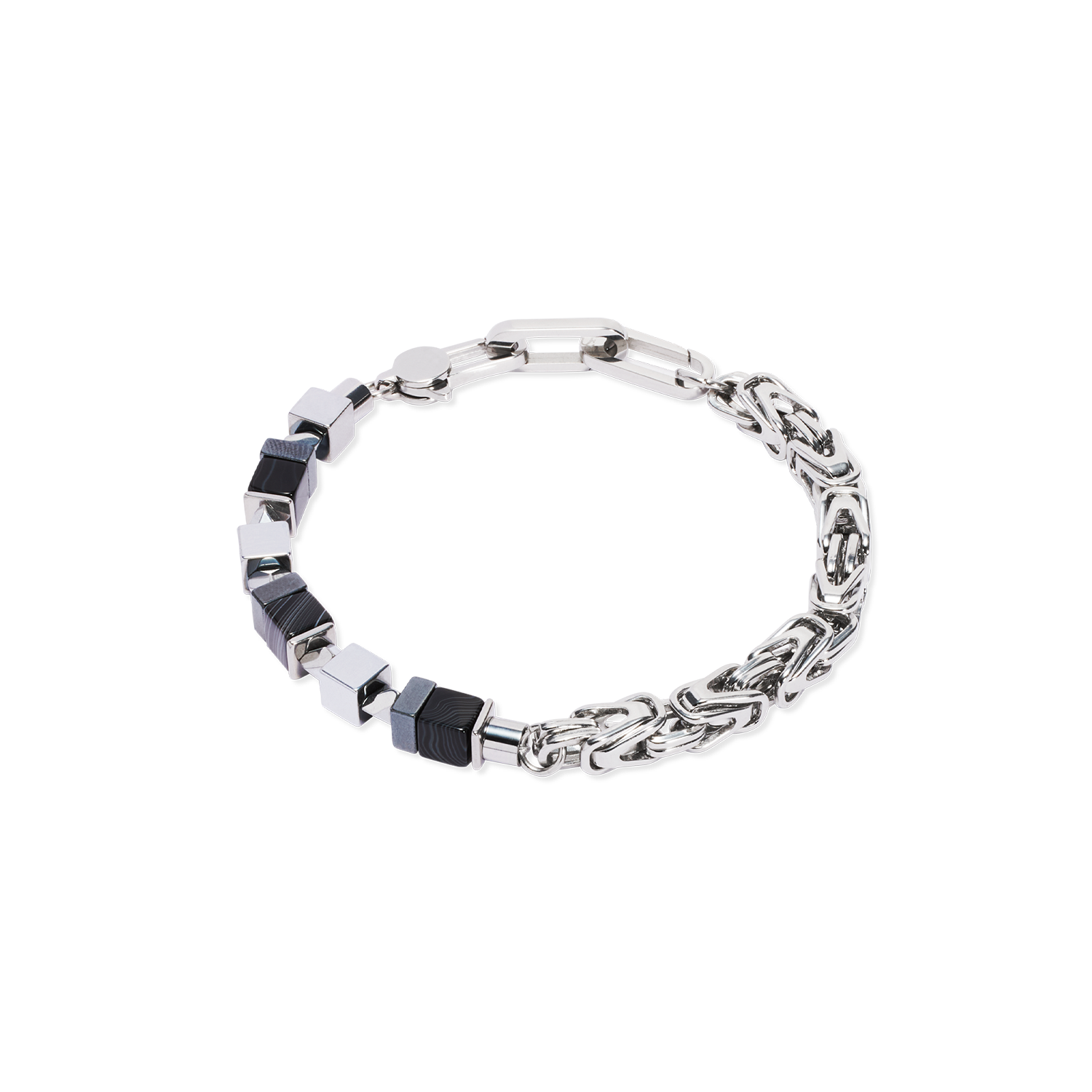 coeur-de-lion-armband-fusion-snake-chain-schwarz-silber-onyx-h-matit image 1