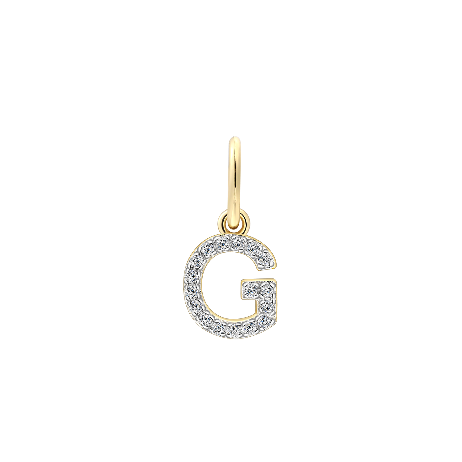xenox-g-letter-charm-anh-nger-925-sterlingsilber-18k-vergoldet-mit-zirkonia image 1
