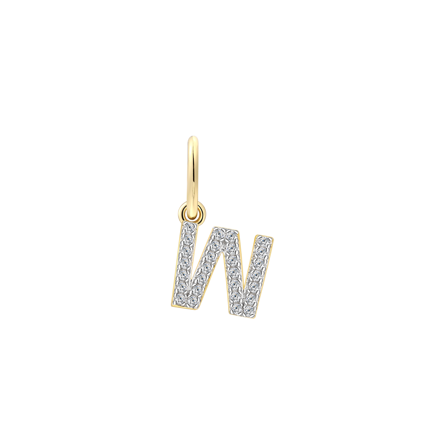 xenox-w-letter-charm-w-925-sterlingsilber-18k-vergoldet-mit-zirkonia image 1