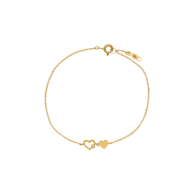 xenox-fine-herz-armband-585-gelbgold-doppel-herz-mit-zirkonia image 1