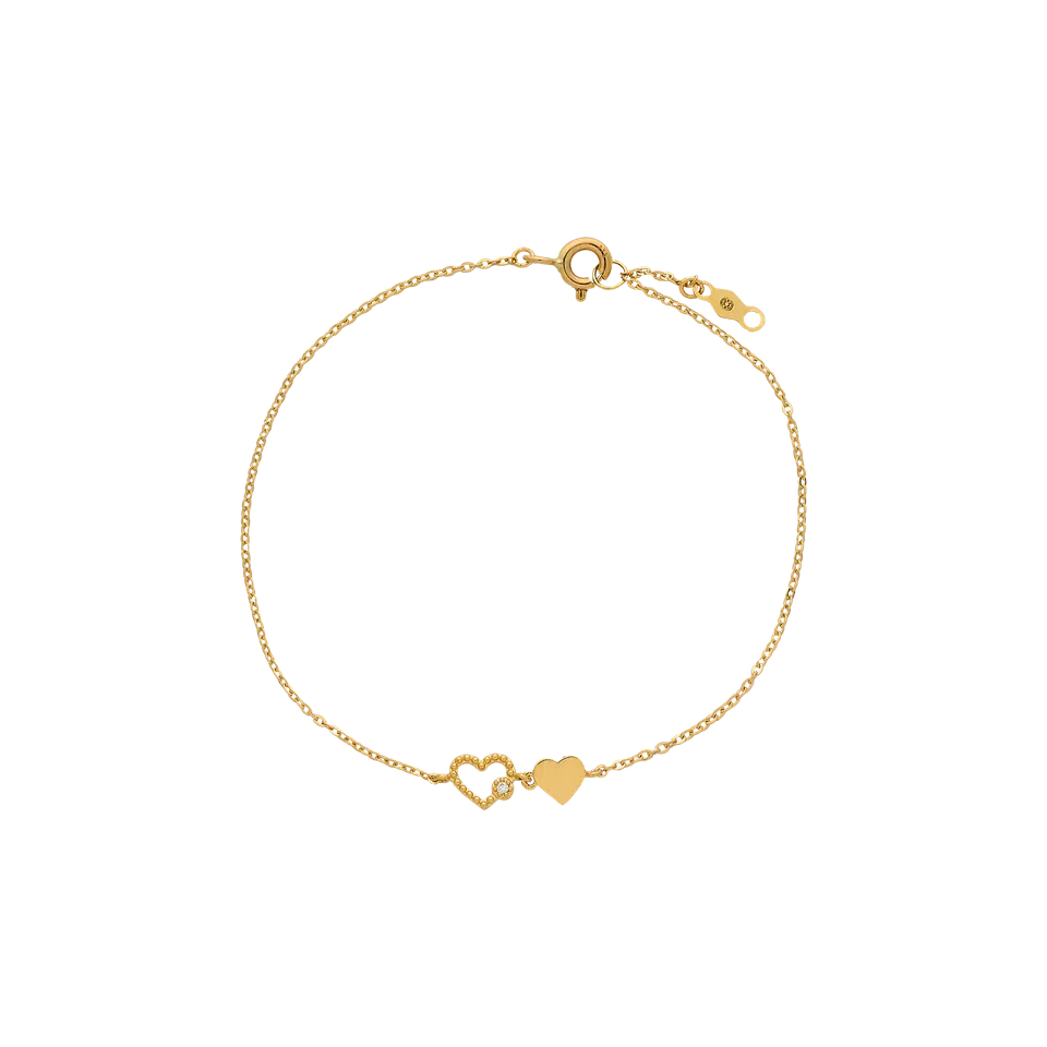 xenox-fine-herz-armband-585-gelbgold-doppel-herz-mit-zirkonia image 1