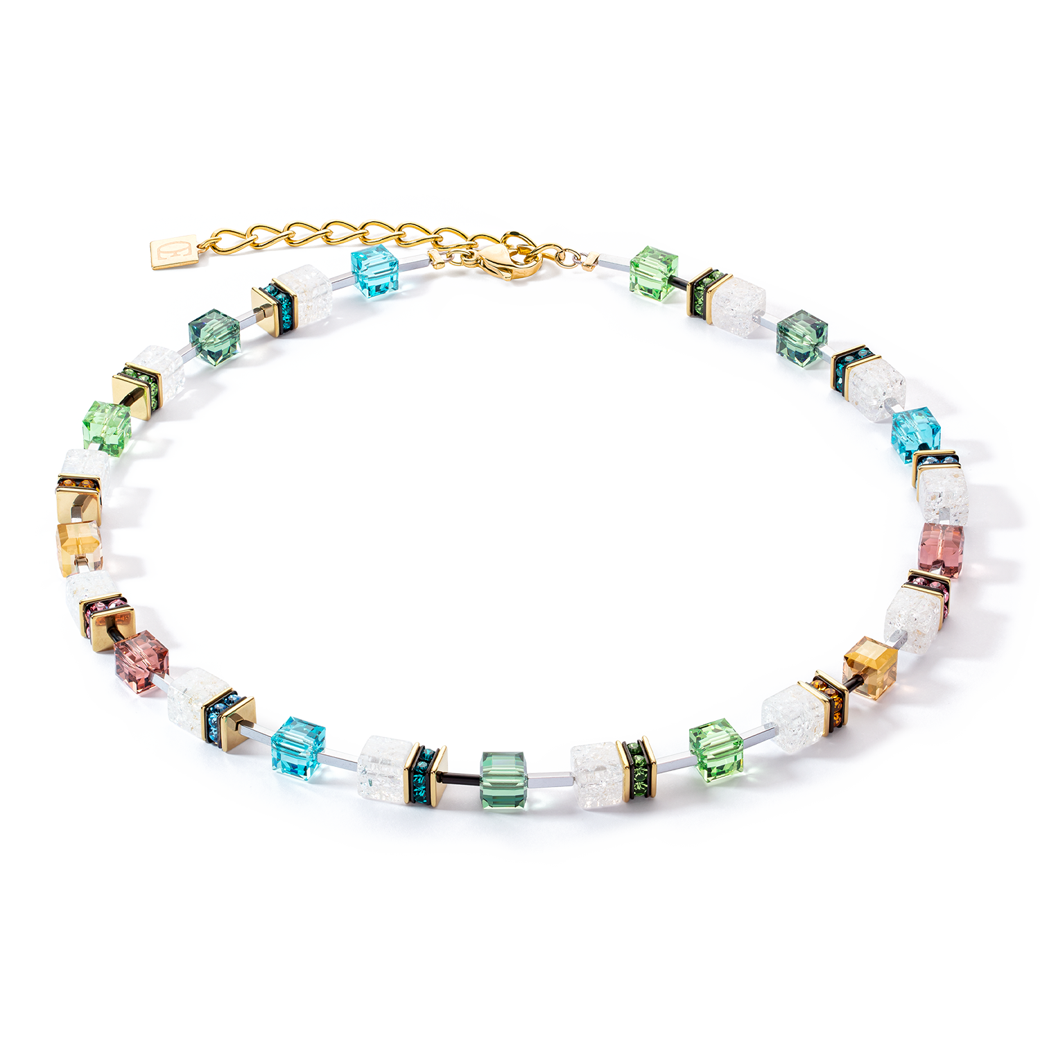 coeur-de-lion-geocube-iconic-statement-precious-halskette-multicolor-gold-50-cm- image 1