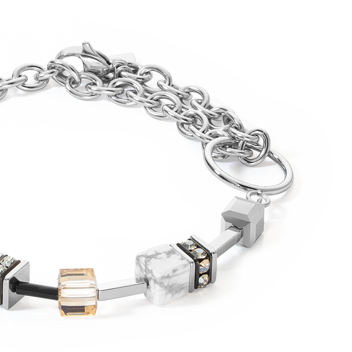 coeur-de-lion-geocube-iconic-precious-chain-armband-grau-beige image 2