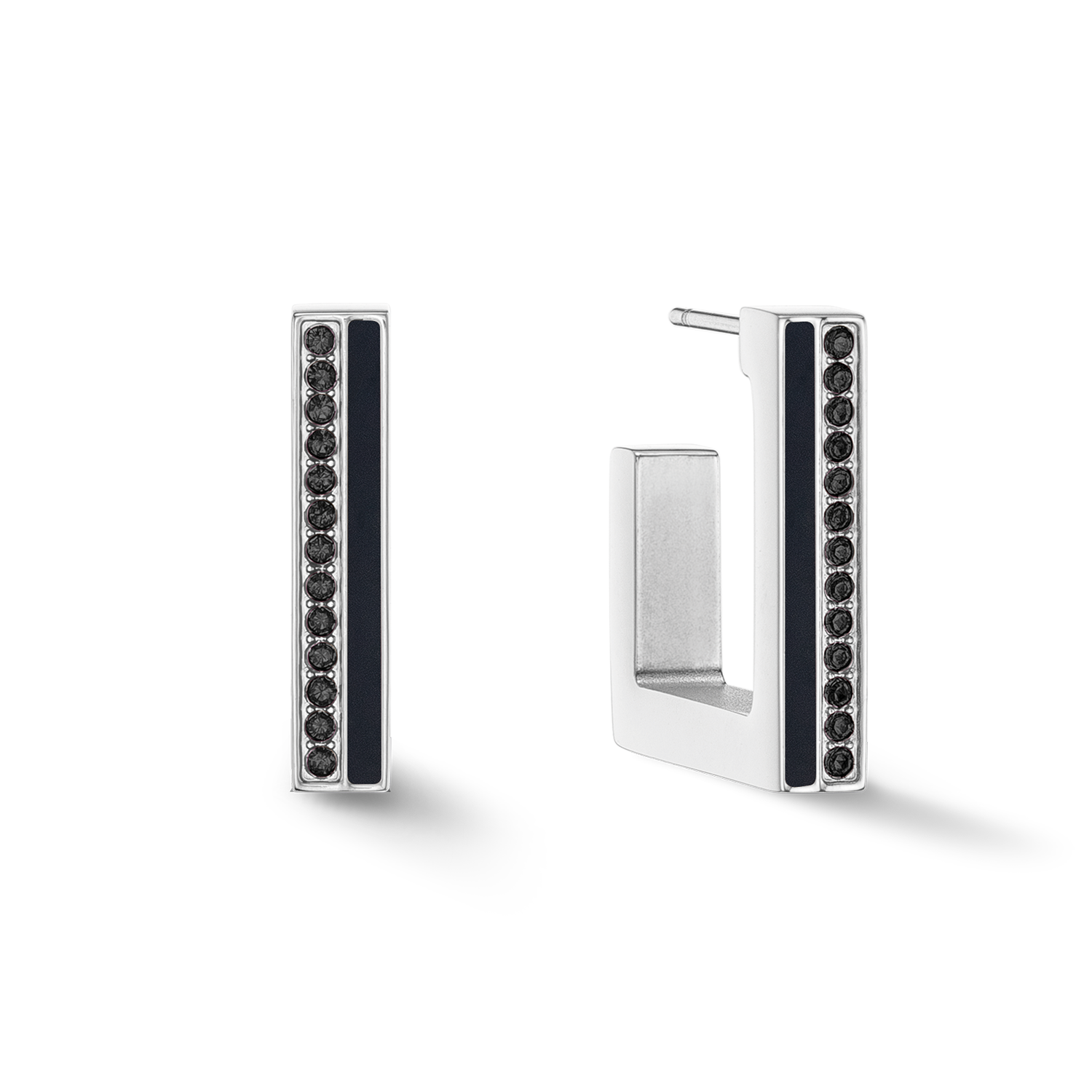 coeur-de-lion-ohrringe-creole-square-stripes-20-silber-schwarz image 2
