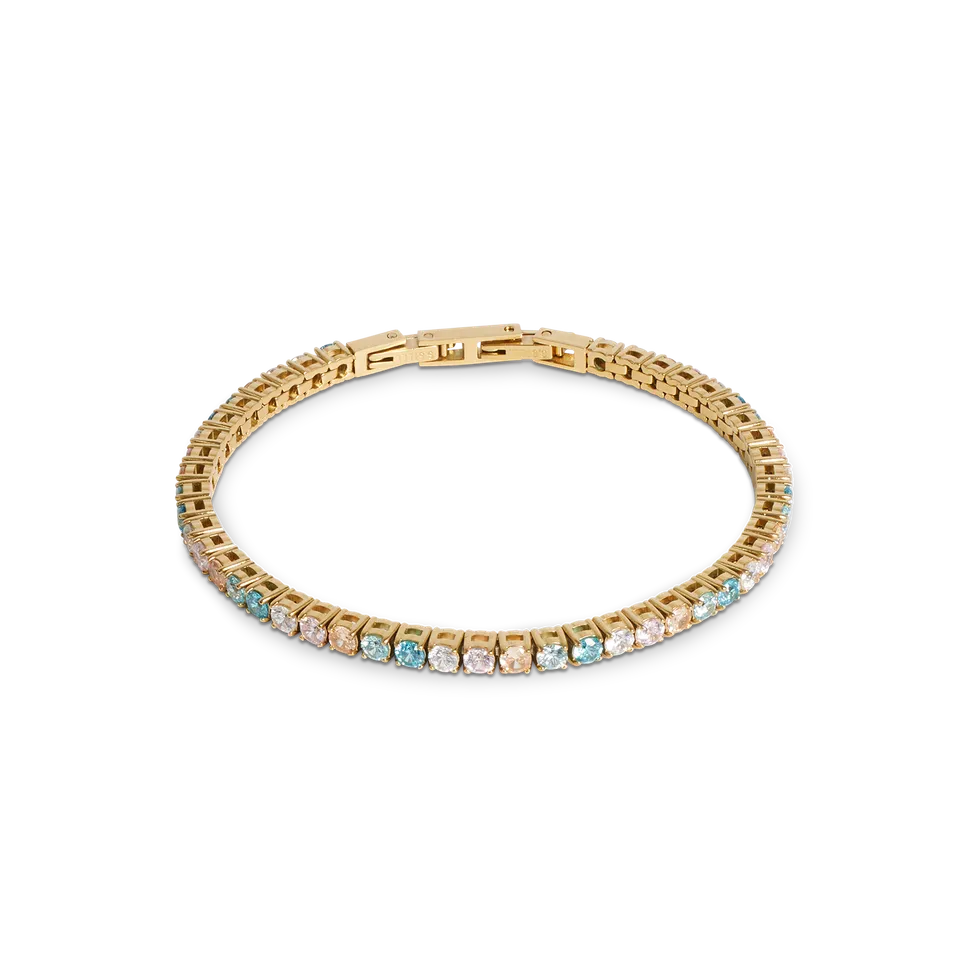 coeur-de-lion-tennisarmband-gold-multicolor-pastell-mit-zirkonia-und-edelstahl image 1