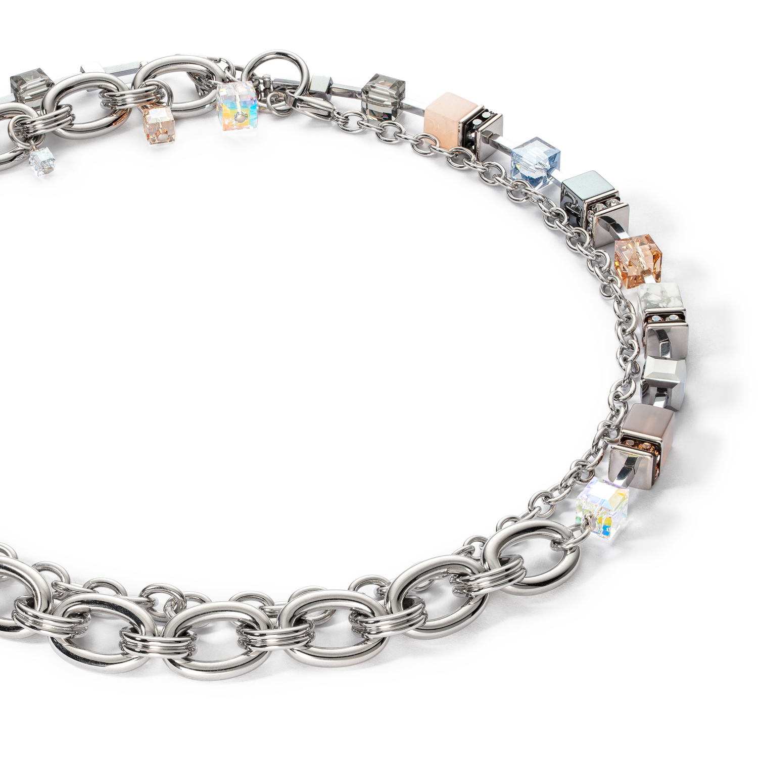 coeur-de-lion-halskette-geocube-statement-precious-chunky-chain-multiwear-grau-b image 2