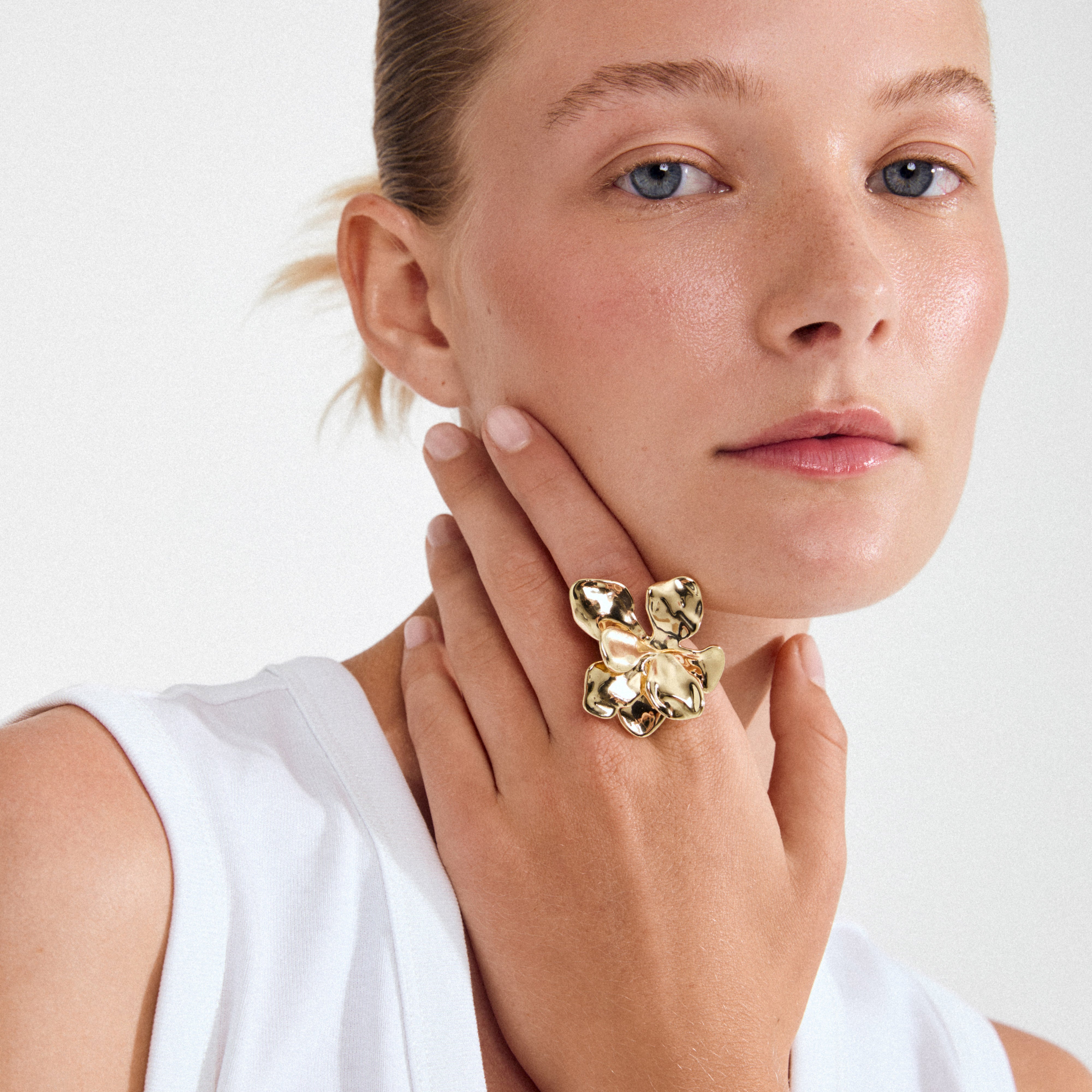 pilgrim-lunith-ring-goldplattiert-xxl-blume-verstellbar image 2