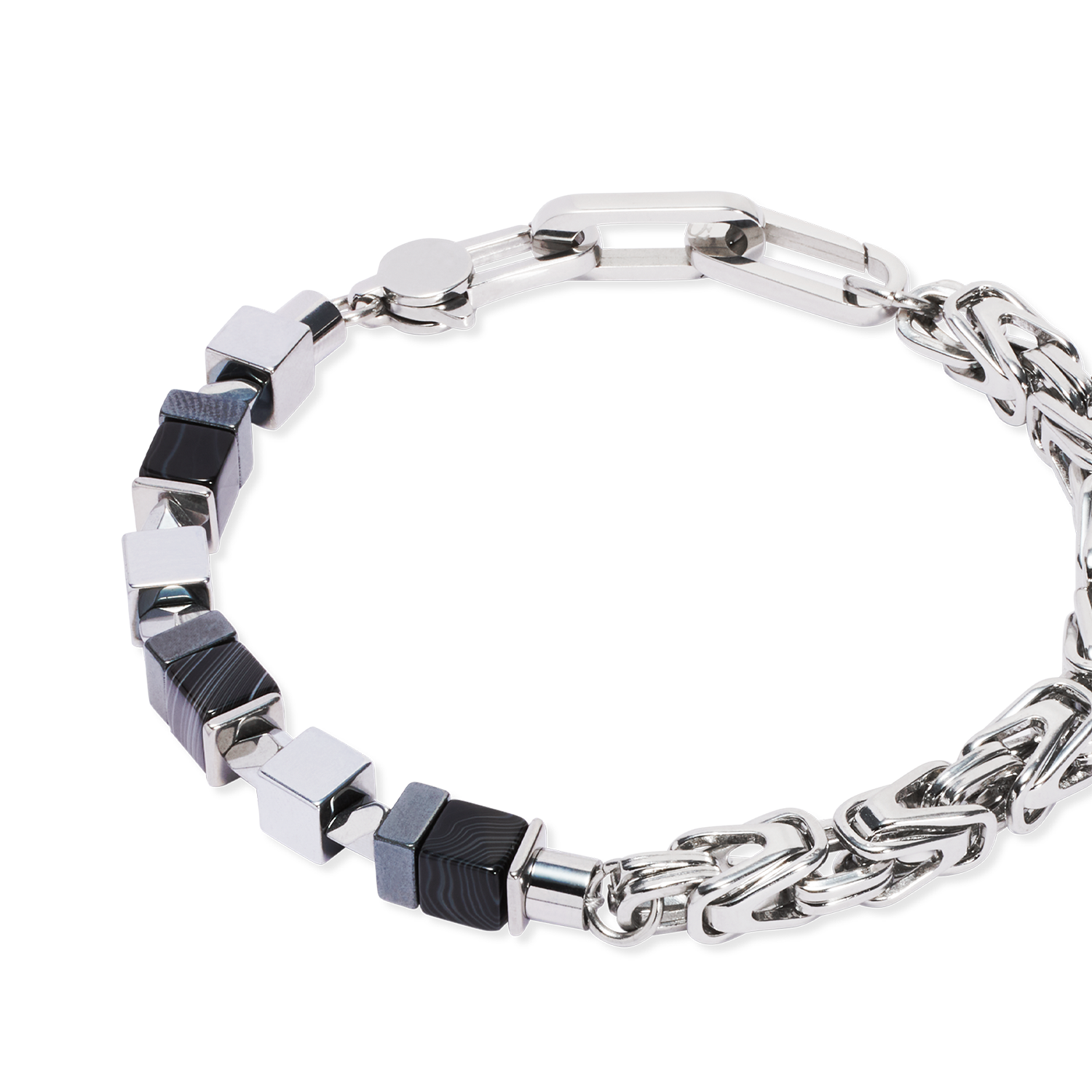 coeur-de-lion-armband-fusion-snake-chain-schwarz-silber-onyx-h-matit image 2