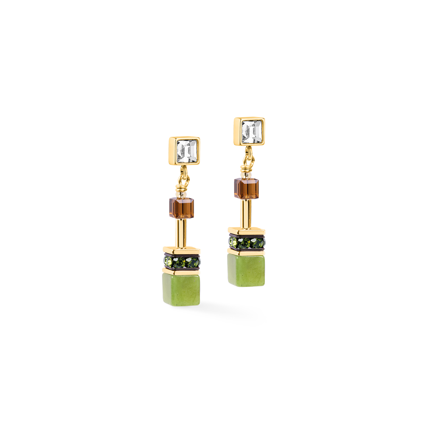 coeur-de-lion-geocube-iconic-wave-ohrringe-forest-gold-3-cm image 1