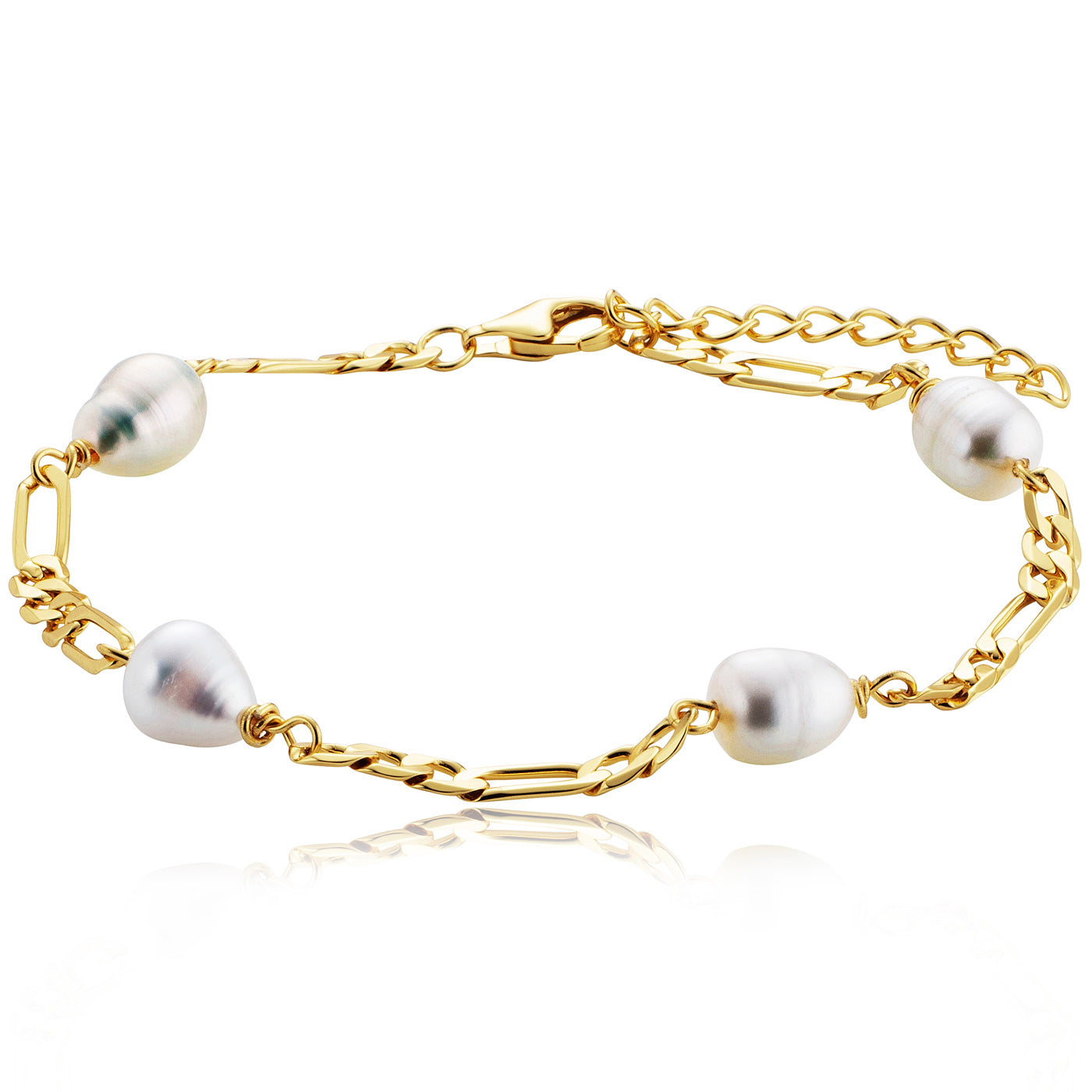julie-julsen-figaroarmband-pearls-vergoldet-mit-4-s-wasserperlen image 1