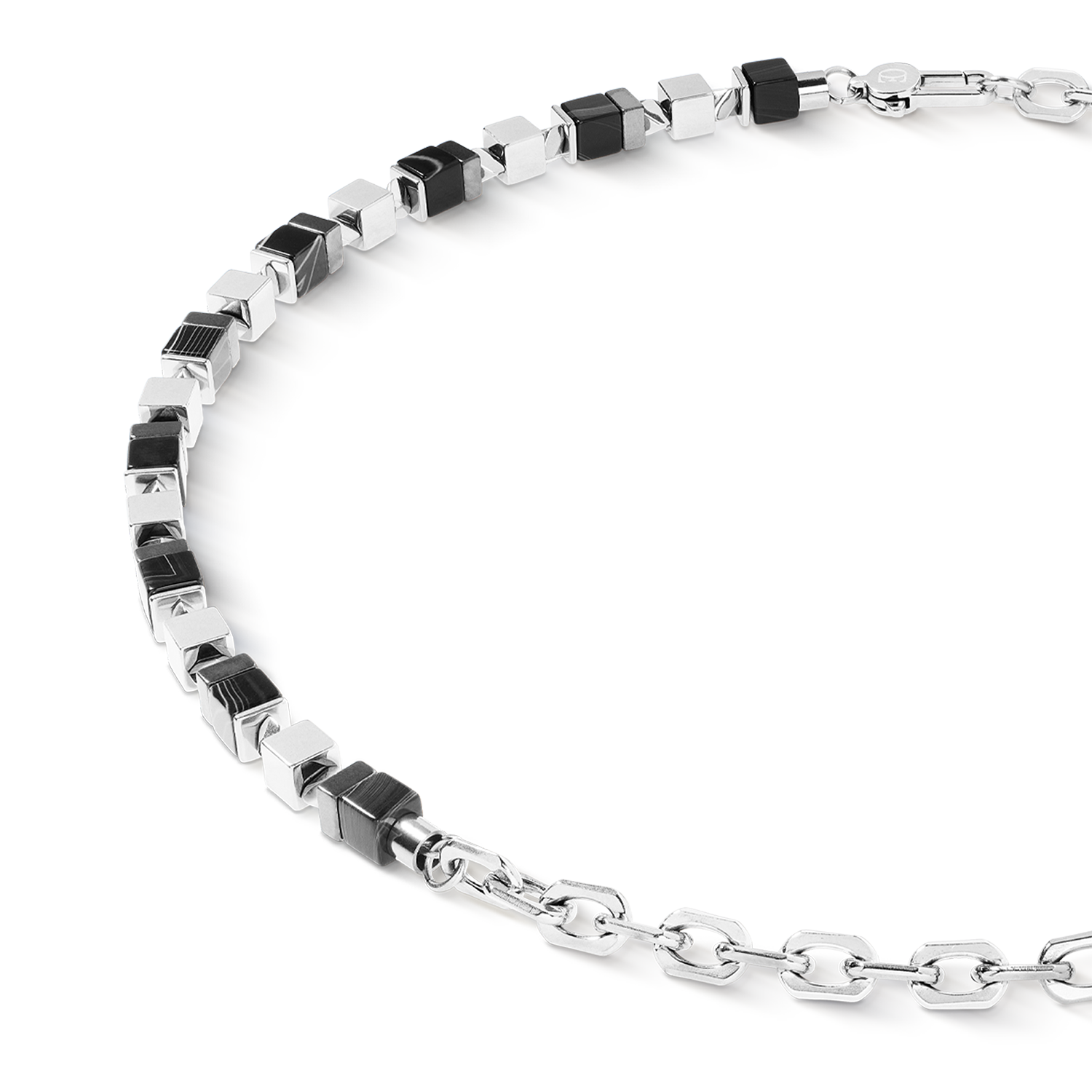 coeur-de-lion-precious-cubes-chain-halskette-schwarz-silber image 2