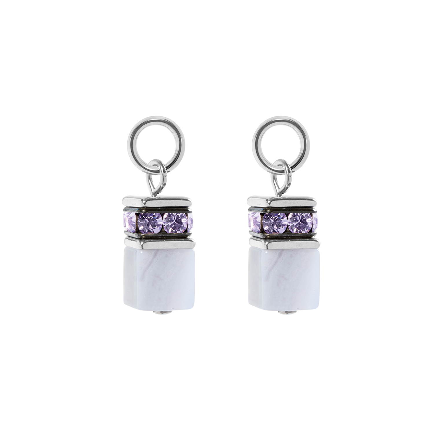 coeur-de-lion-ear-me-up-charm-geocube-silber-hellblau-chalzedon-kristalle image 2