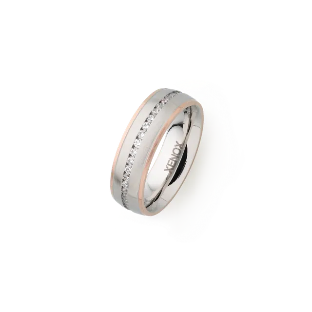 xenox-partnerring-x2251-aus-edelstahl-ros-mit-zirkonia-steinen image 1