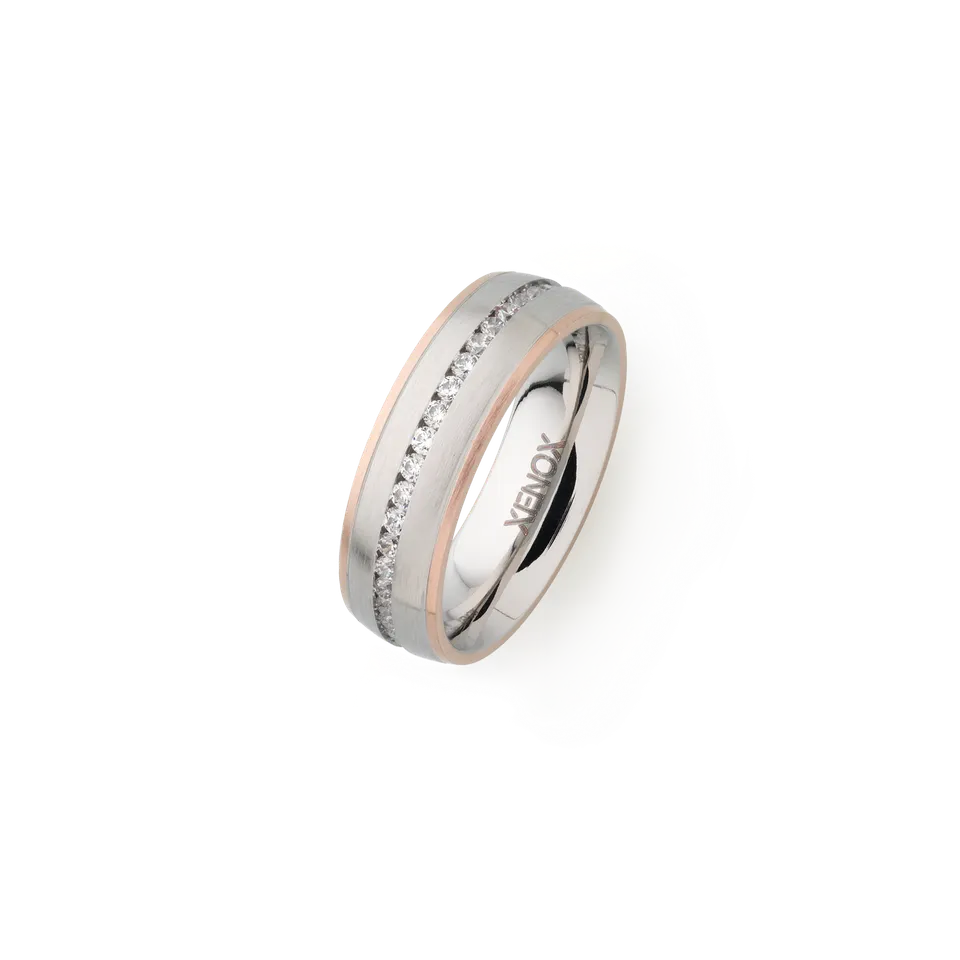 xenox-partnerring-x2251-aus-edelstahl-ros-mit-zirkonia-steinen image 1