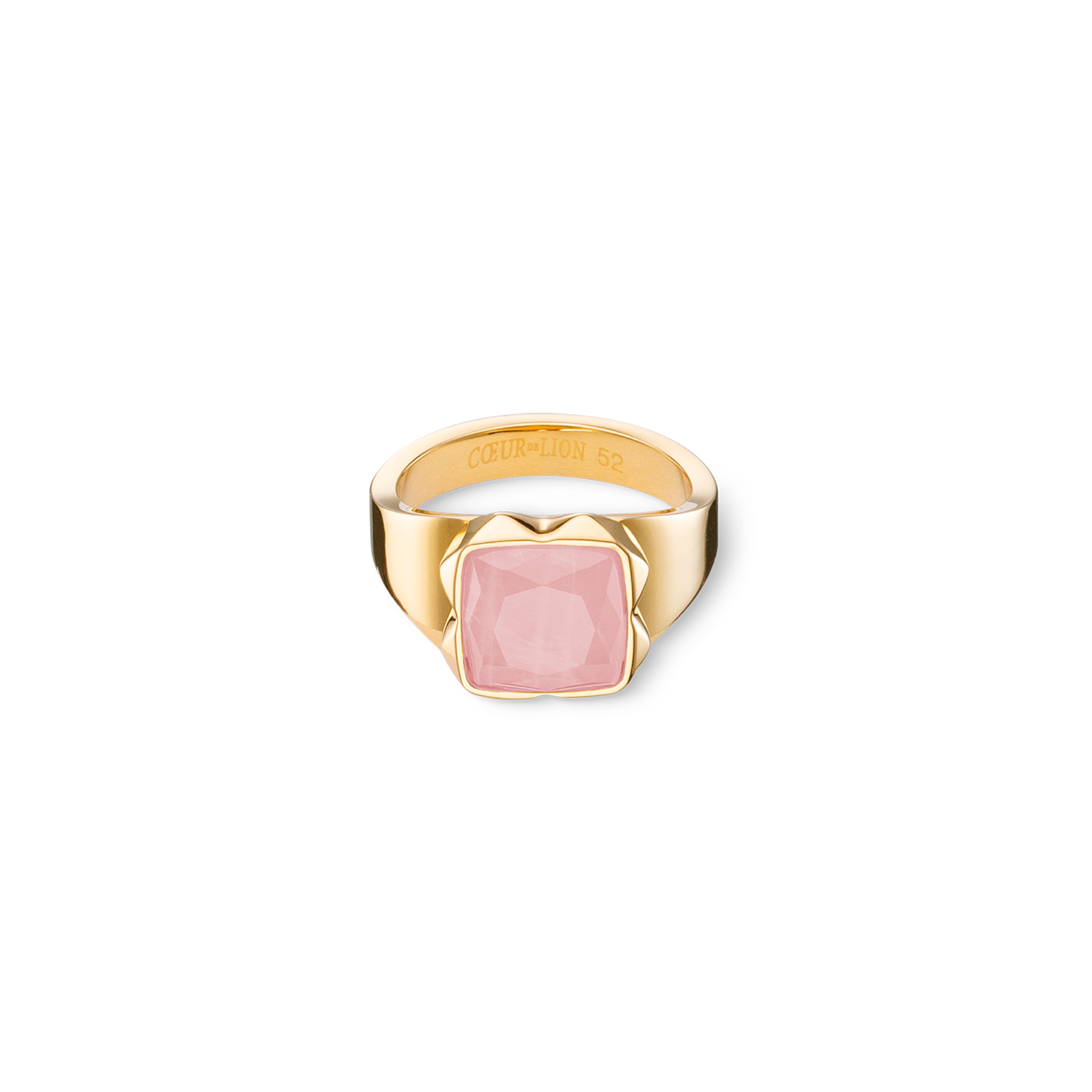 coeur-de-lion-spikes-square-ring-rosenquarz-gold-rosa image 1