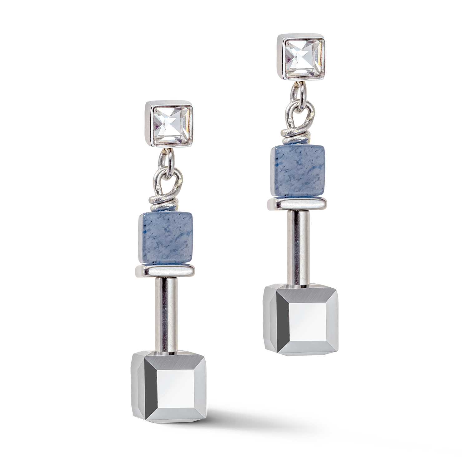 coeur-de-lion-geocube-precious-ohrringe-silber-blau-mit-slider-closure image 1