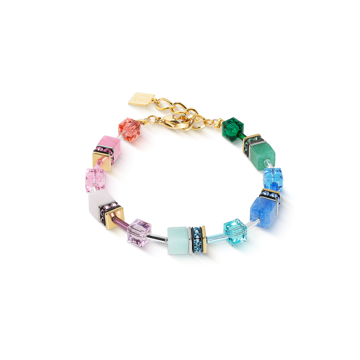 coeur-de-lion-geocube-iconic-precious-armband-rainbow-gold image 1