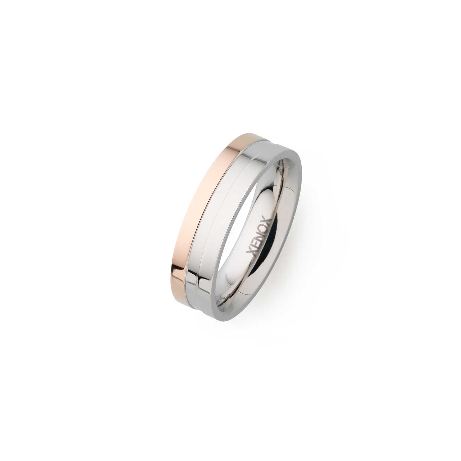 xenox-partnerring-edelstahl-silber-ros-matt-poliert image 1