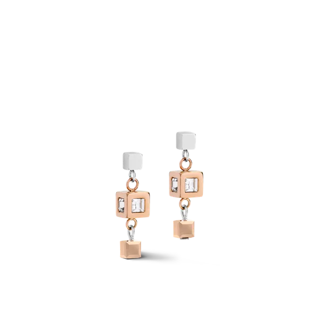 coeur-de-lion-geocube-cluster-ohrringe-ros-gold-mit-swarovski-kristallen image 1