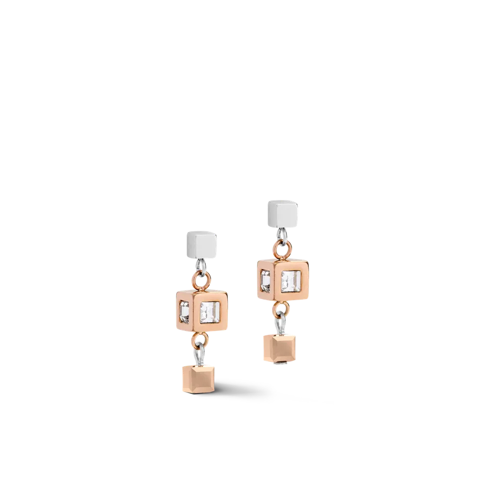 coeur-de-lion-geocube-cluster-ohrringe-ros-gold-mit-swarovski-kristallen image 1