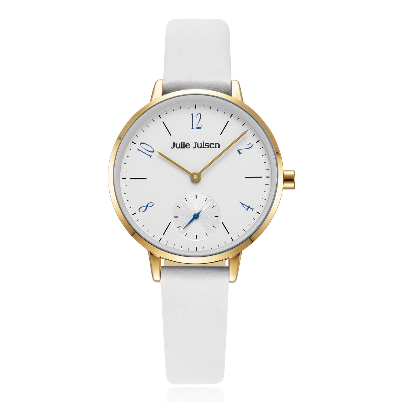 julie-julsen-damenuhr-little-second-vergoldet-wei-es-lederband-34-mm image 1