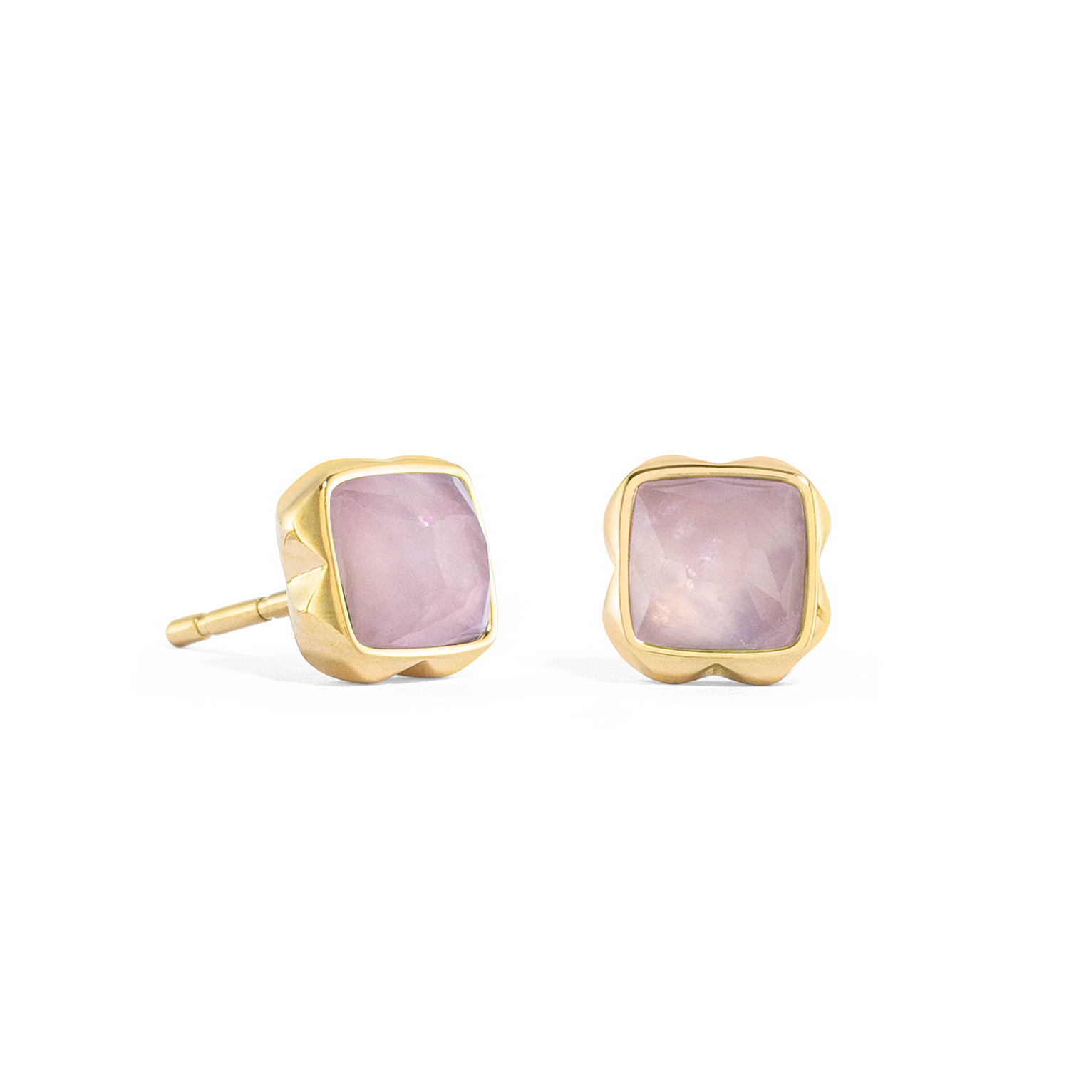 coeur-de-lion-birthstone-oktober-ohrstecker-rosenquarz-gold-0-8-cm image 1
