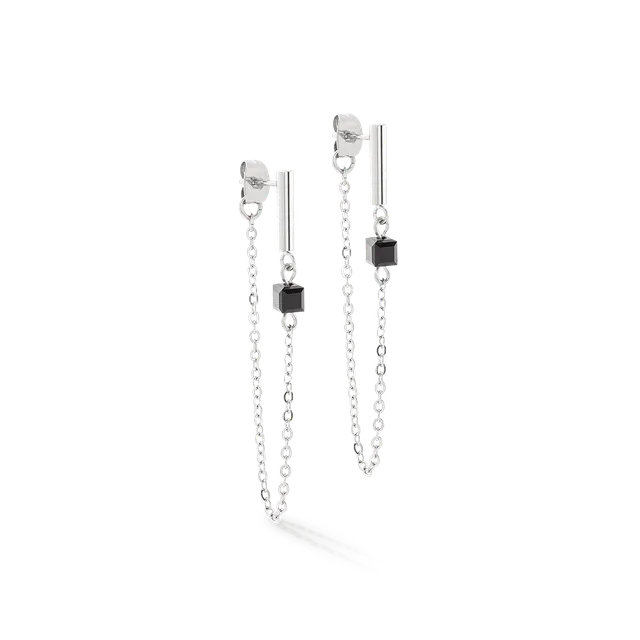 coeur-de-lion-ohrringe-mini-cubes-chain-silber-schwarz image 1