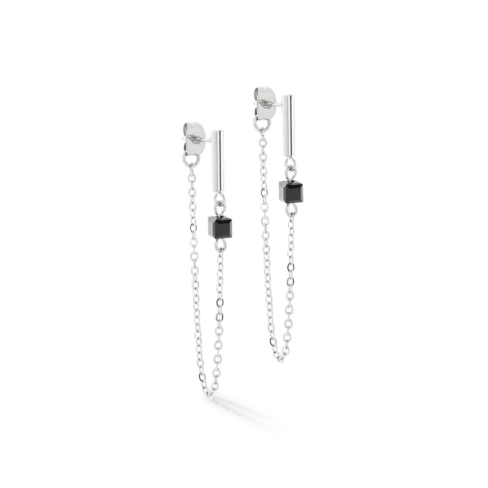 coeur-de-lion-ohrringe-mini-cubes-chain-silber-schwarz image 1