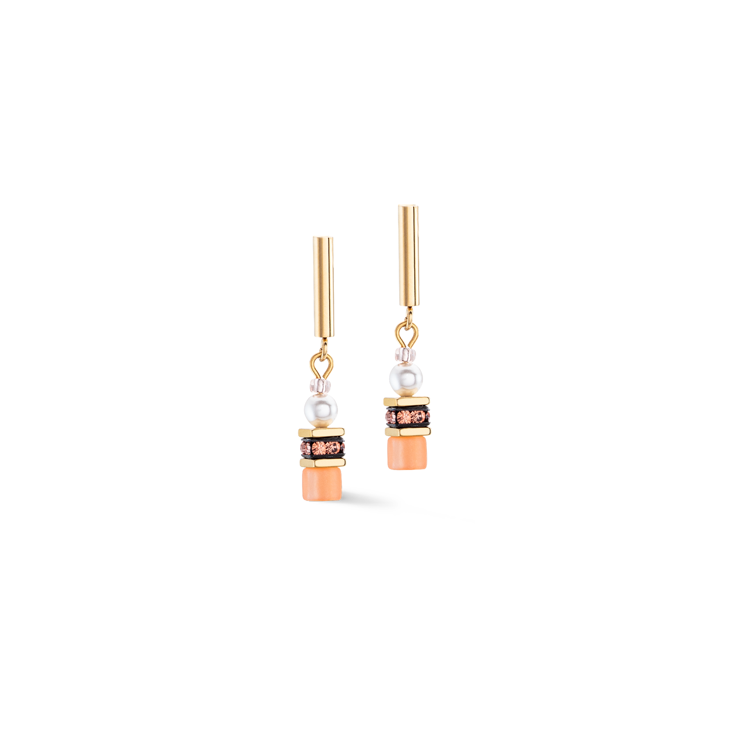 coeur-de-lion-geocube-mini-fusion-pearls-ohrringe-apricot-crush-gold image 1