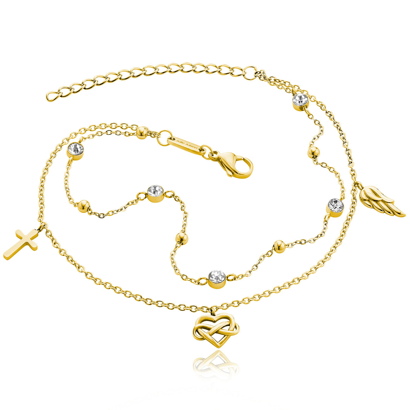 julie-julsen-fu-kette-cross-infinity-heart-wing-vergoldet-stahl-mit-5-zirkonia image 1